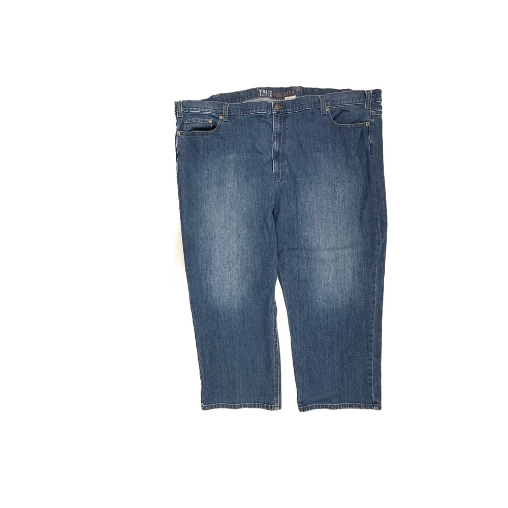 True Nation Relaxed Fit Jeans Mens 54x28 Dark Wash Blue Denim Stretch